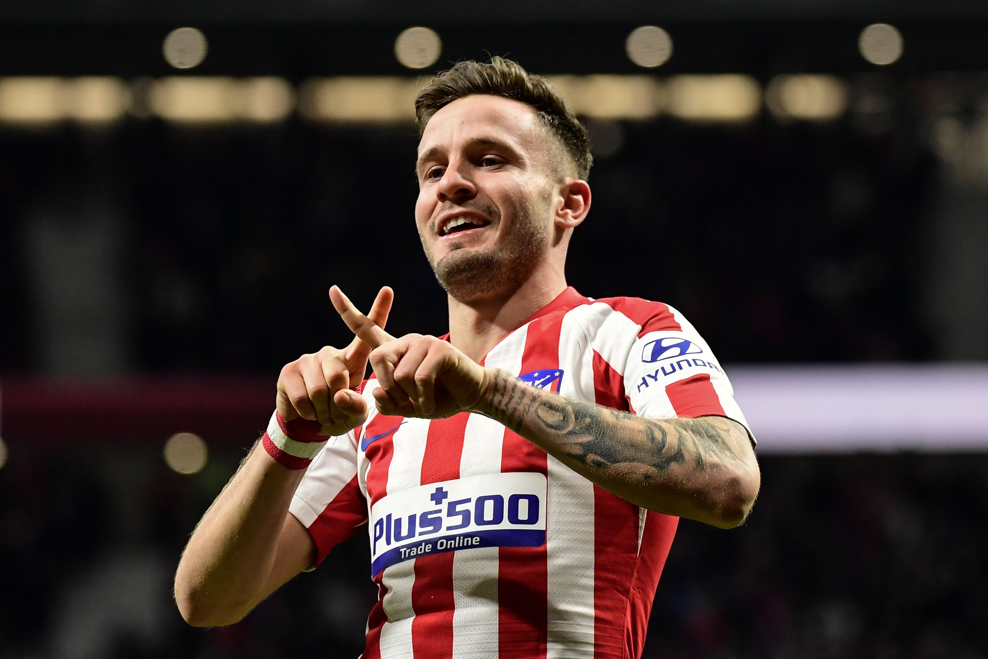 Saul Niguez saat Atletico de Madrid melawan CA Osasuna, di stadion Wanda Metropolitano, Madrid (4/12/2019)
