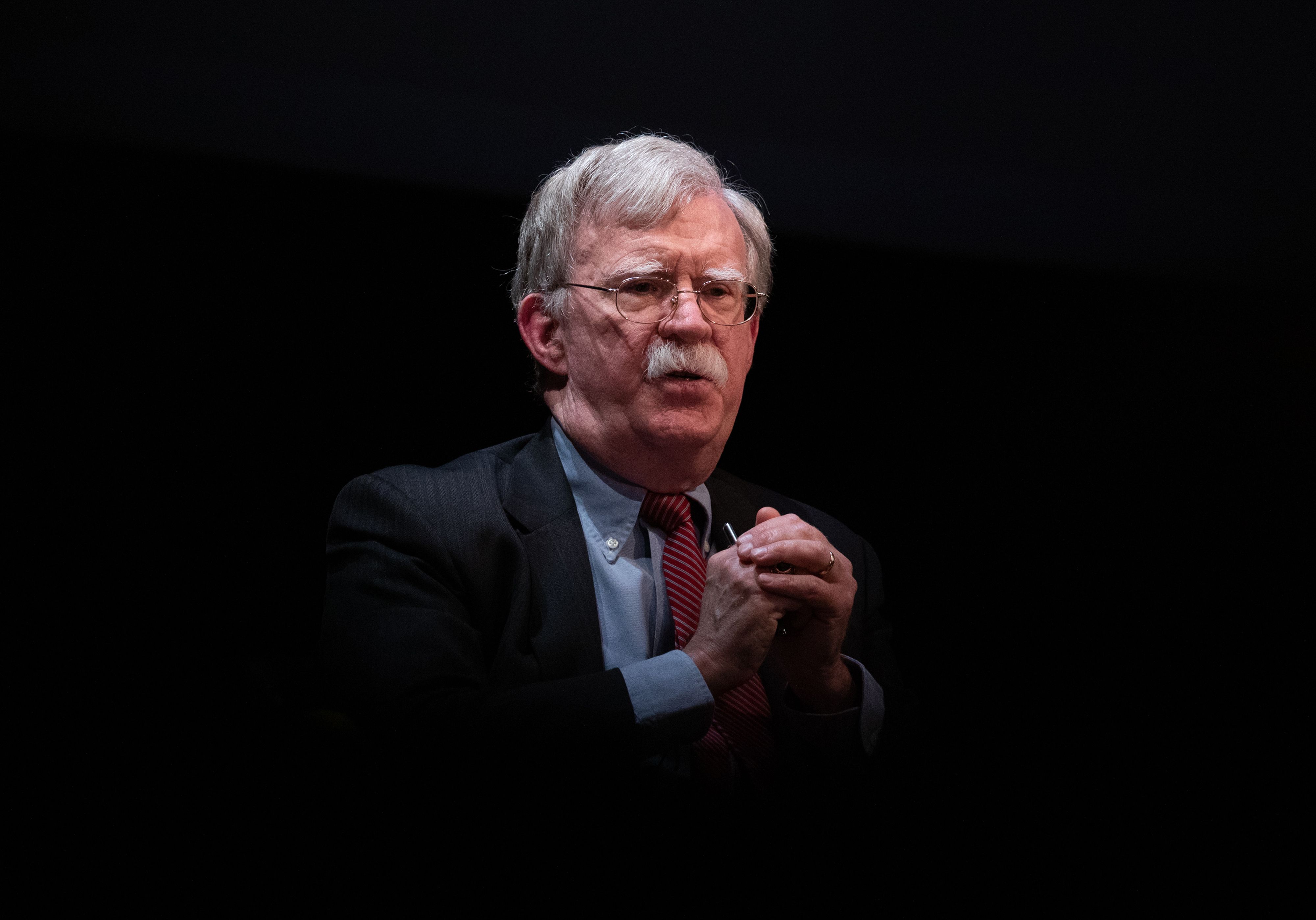 John Bolton saat hadir di diskusi publik di Duke University in Durham, North Carolina (17/2/2020)