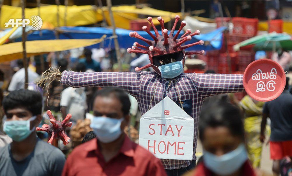 Kampanye untuk tetap di rumah sebagai upaya mencegah penyebaran virus korona di India.