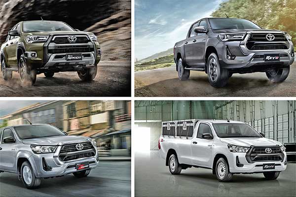 Ada empat varian Toyota Hilux yang diluncurkan, yaitu Hilux Revo Standard Cab (single cab), Hilux Revo Z Edition, Hilux Revo Preruner, d