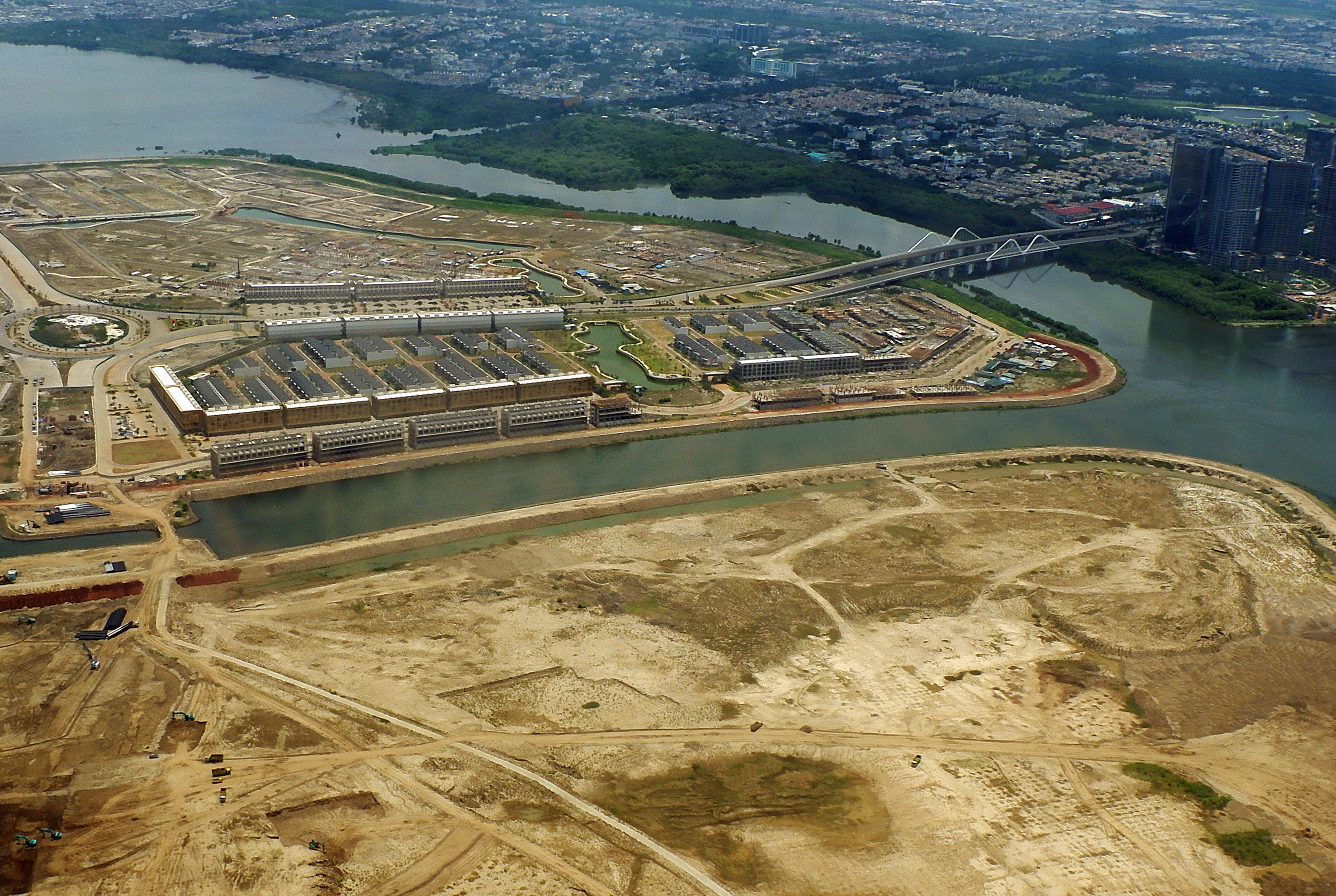 Salah satu pulau reklamasi di teluk Jakarta