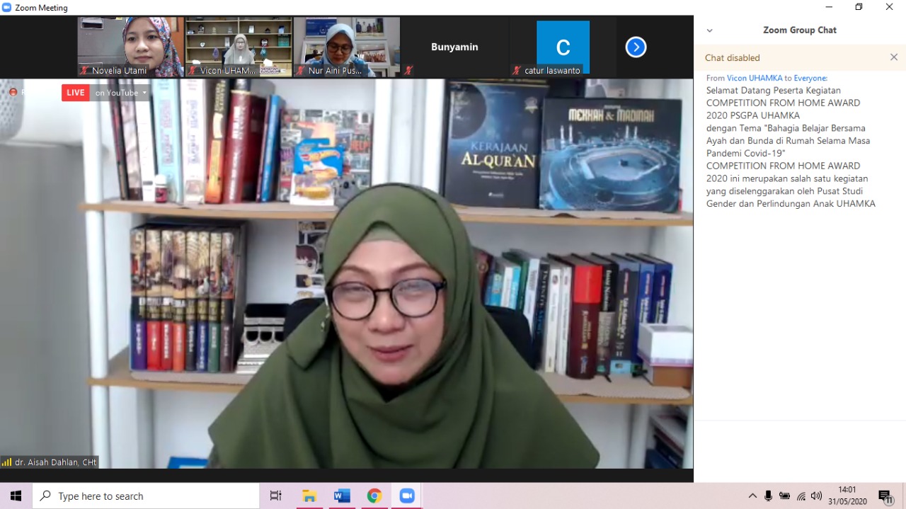 Aisah Dahlan yang jadi pembicara di Webinar PSGPA Uhamka