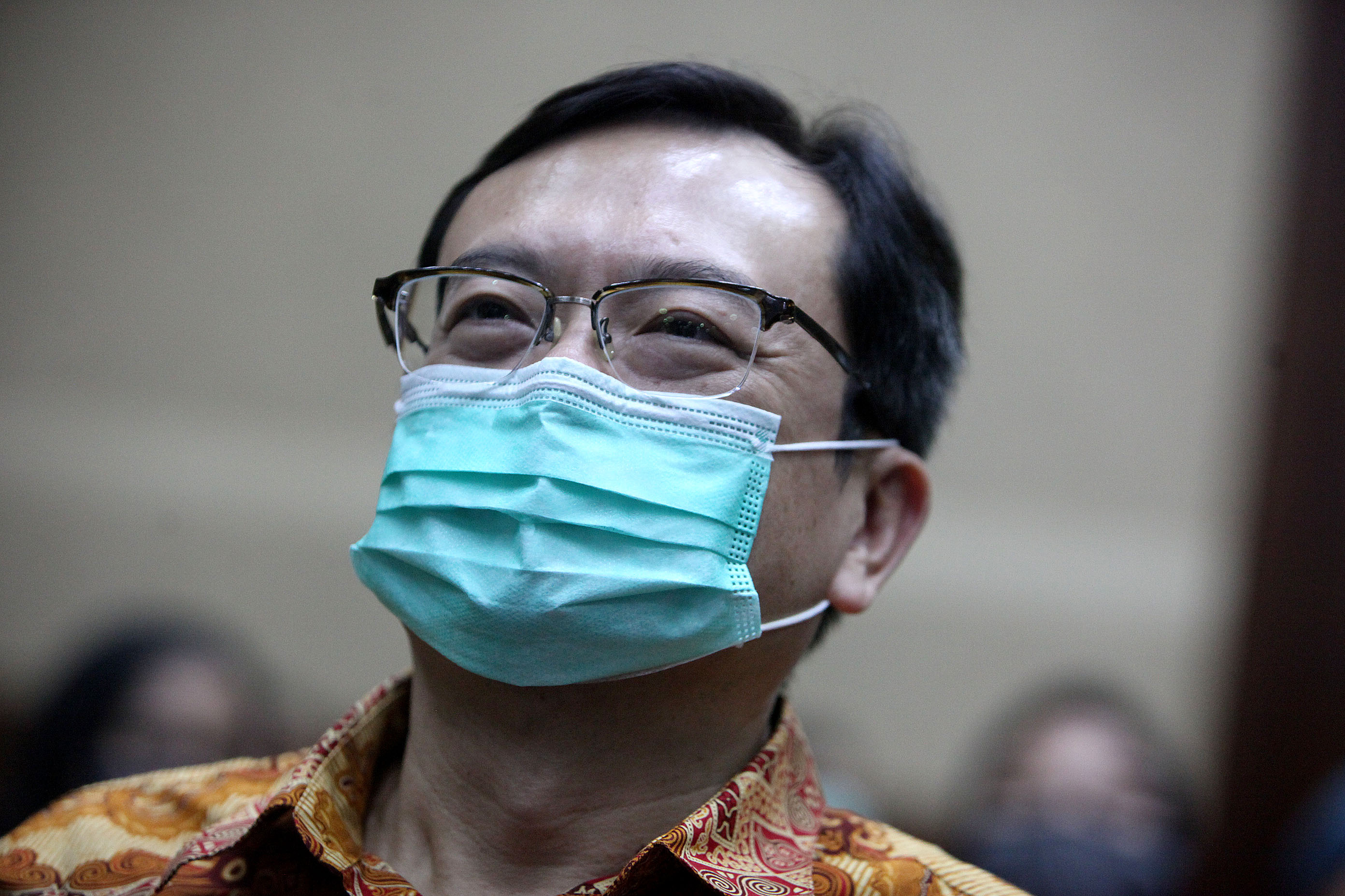 Terdakwa Direktur PT Hanson Internasional Benny Tjokrosaputro hadir saat menjalani persidangan