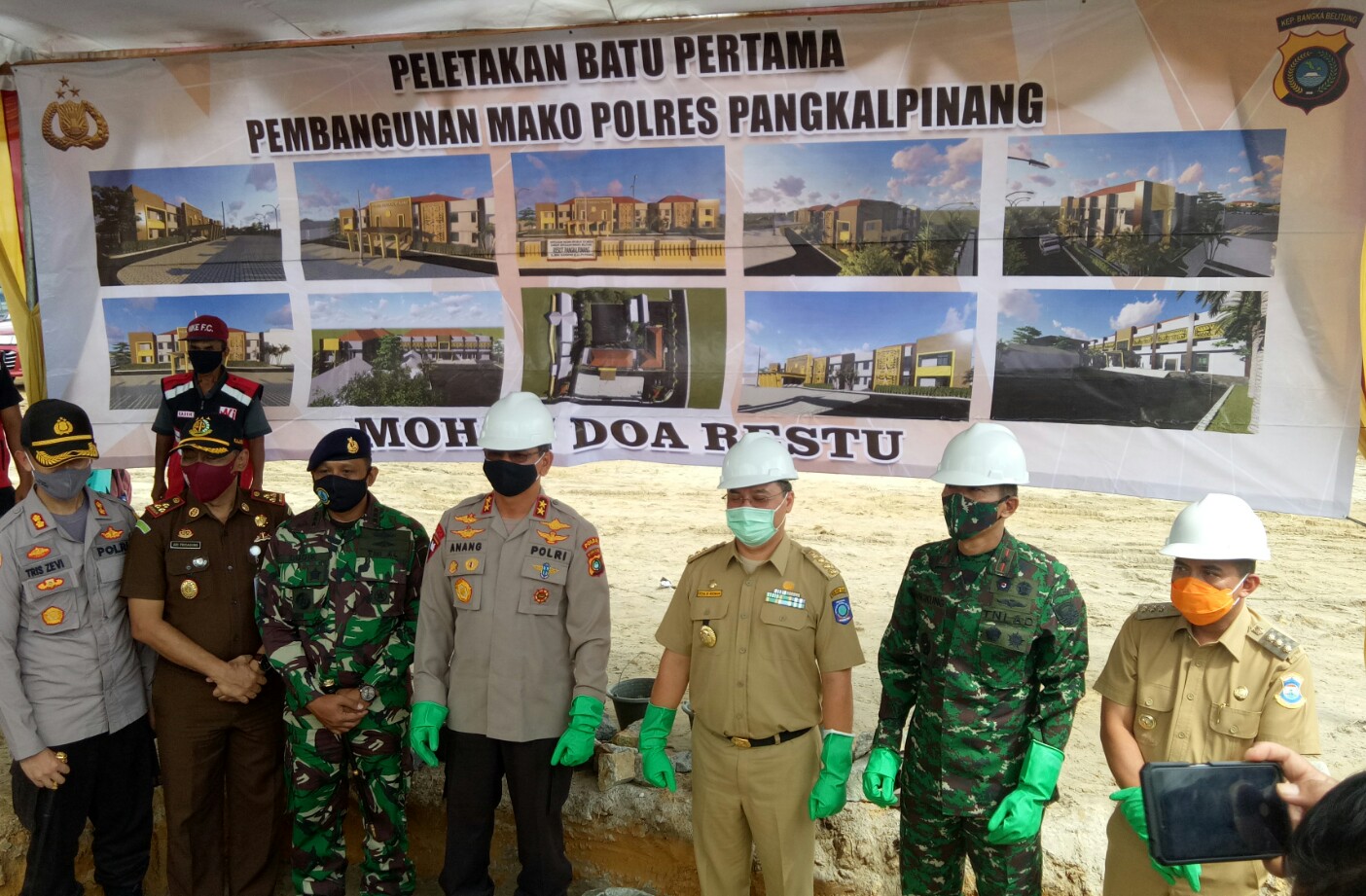 Peletakan batu pertama pembangunan Mapolres Pangkalpinang, Selasa (16/6/2020)