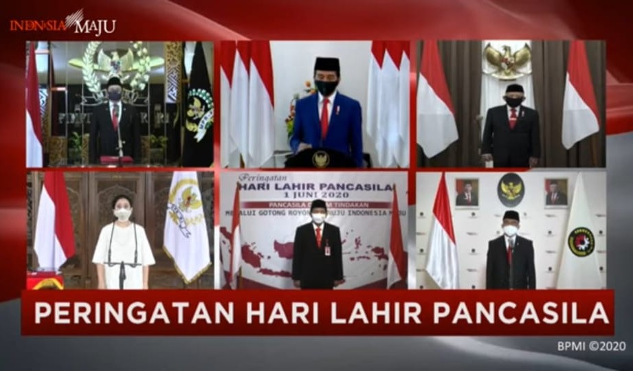 Peringatan hari lahir Pancasila dilakukan virtual.