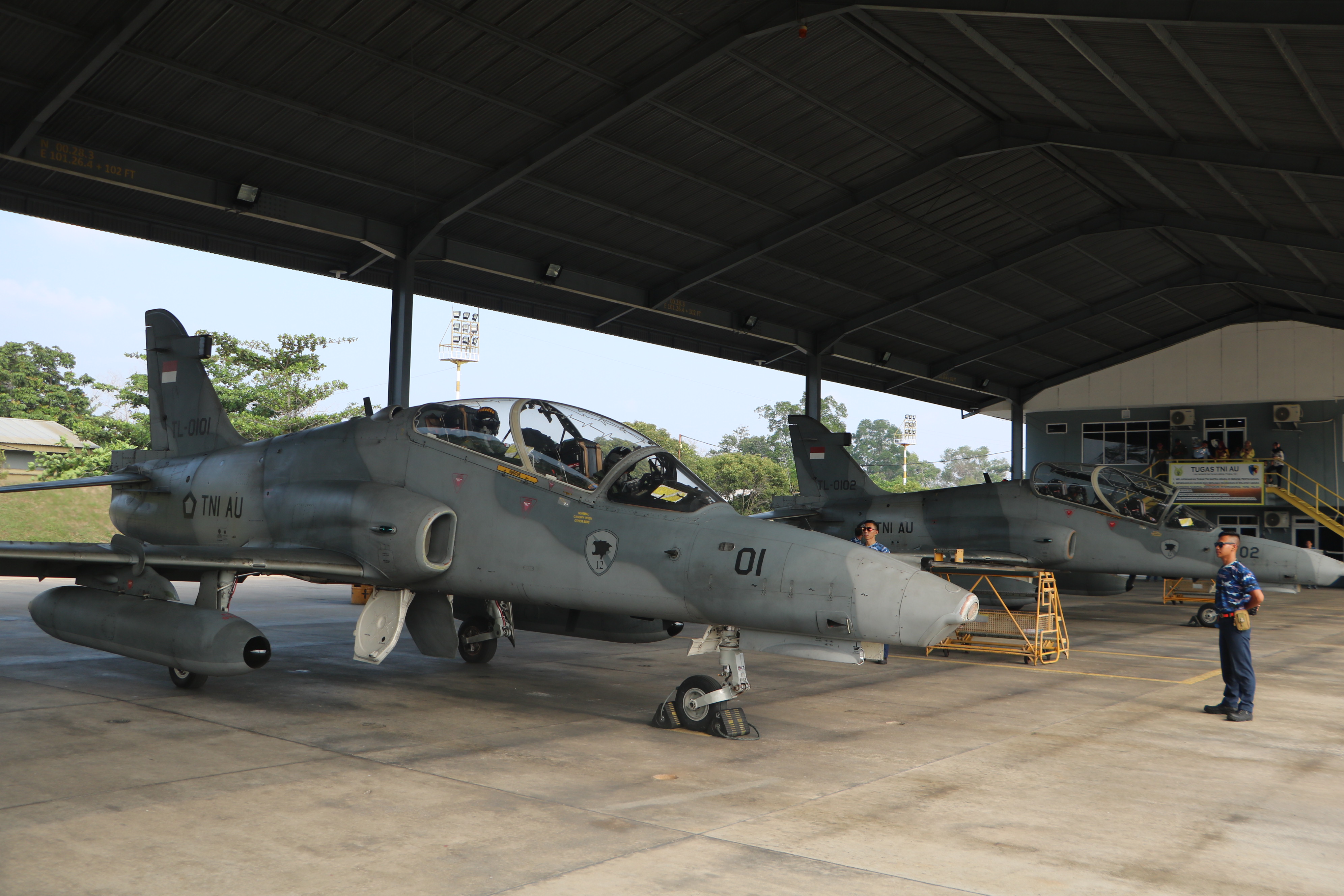 Pesawat Hawk 100/200 dari Skadron Udara 12 Wing 6 Lanud Roesmin Nurjadin (Rsn) Pekanbaru.
