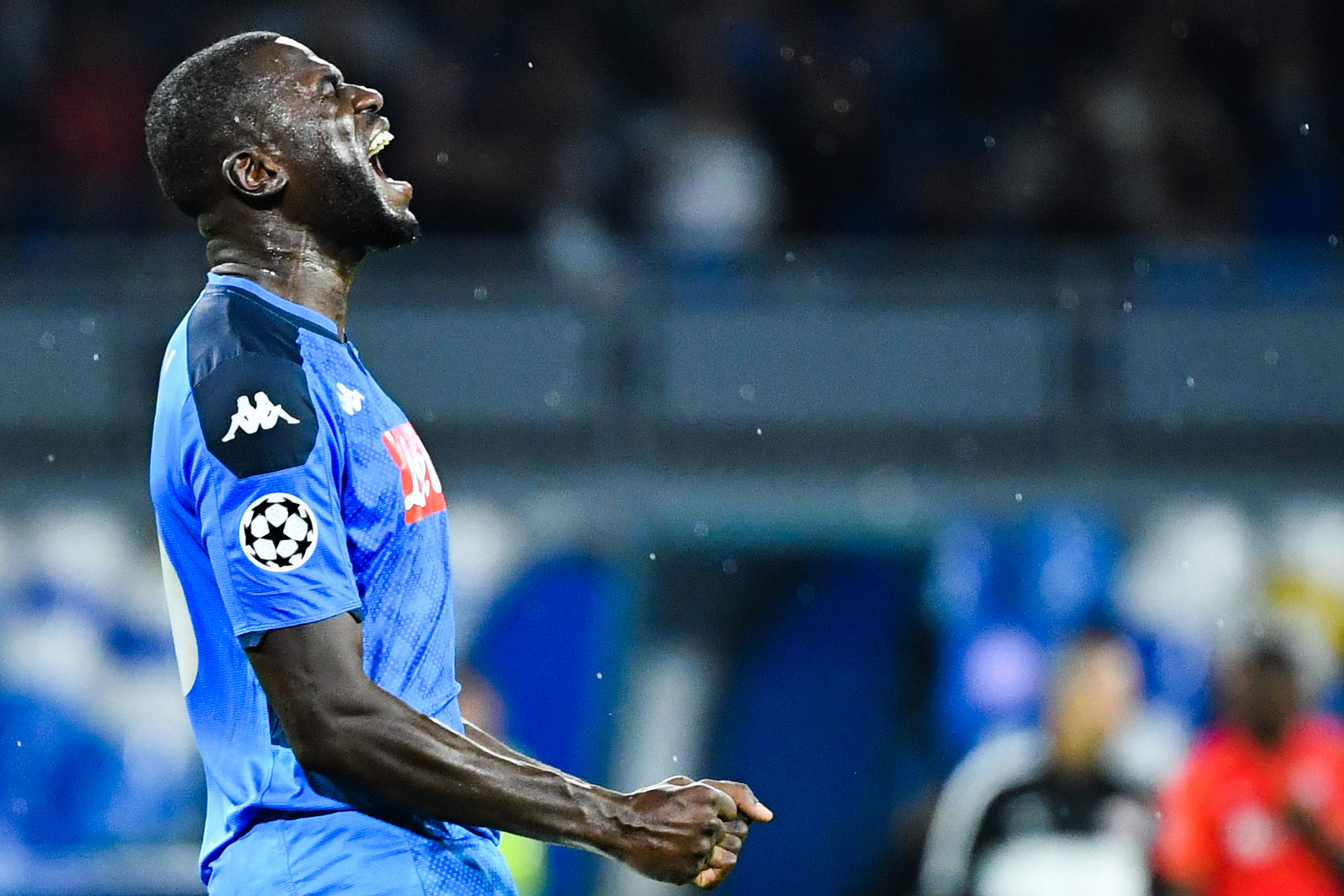 Ekspresi Kalidou Koulibaly saat gagal menyarangkan bola ke gawang Salzburg(5/11/2019) di stadion San Paolo stadium, Naples