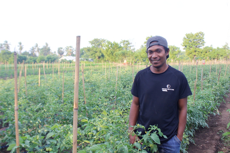 Yance Maring, petani milenial Kabupaten Sikka, NTT, menggunakan teknologi canggih untuk pengairan lahan pertaniannya.