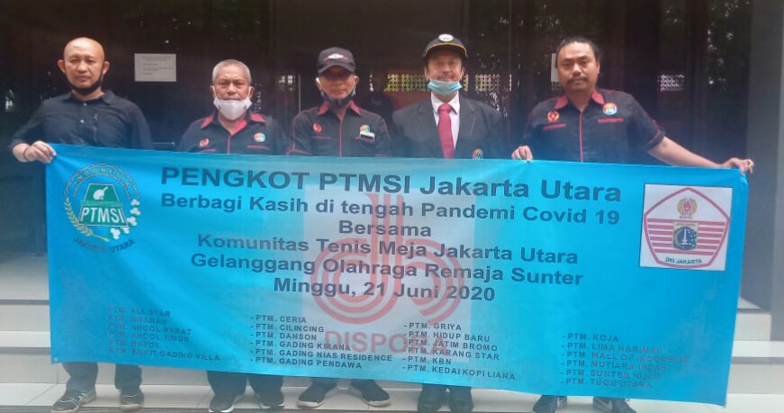 Pemkot PTMSI Jakarta Utara tergerak untuk menyalurkan bantuan sembako bagi komunitas tenis meja.