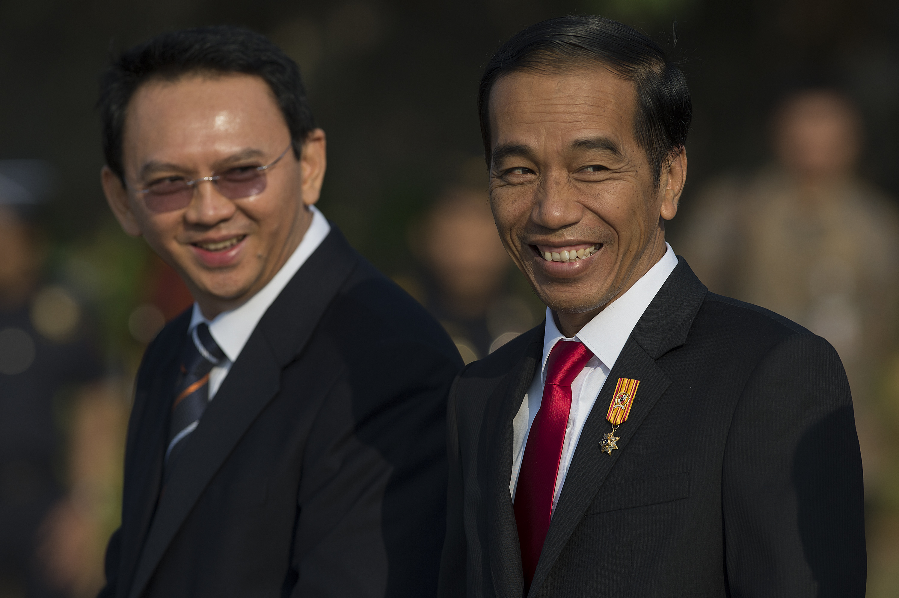 Presiden Joko Widodo (kanan) dan Gubernur DKI Jakarta Basuki Tjahaja Purnama (kiri) di Jakarta, Selasa (28/7/2015).