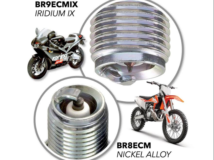 Desain elektroda busi 'tiarap' dirancang khusus untuk motor dua tak performa tinggi.