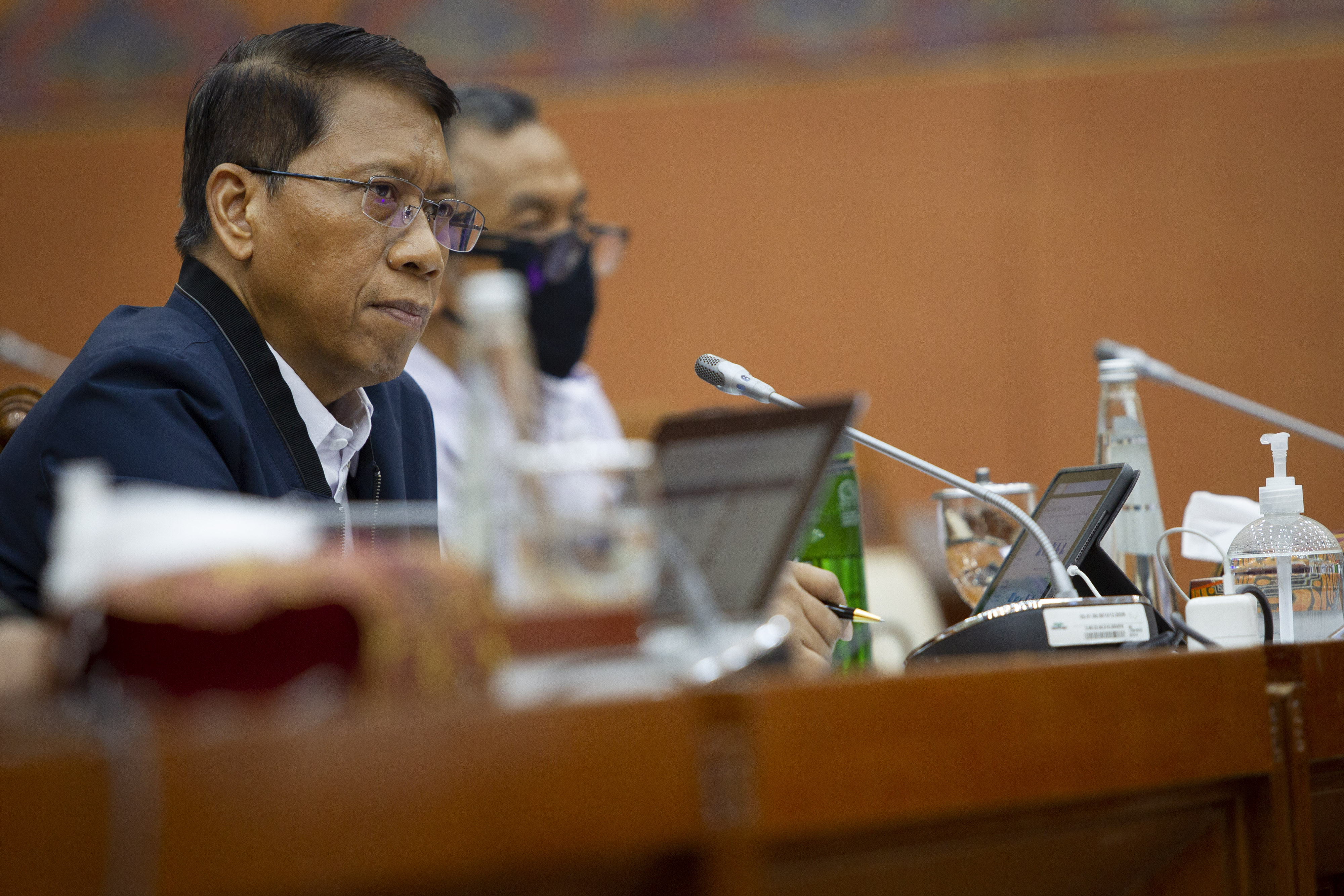 RDP KOMISI VI DPR DENGAN DIRUT KAI: Direktur Utama PT KAI Didiek Hartantyo mengikuti Rapat Dengar Pendapat (RDP) dengan Komisi VI DPR  