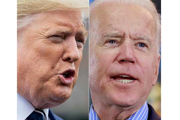 Presiden Amerika Serikat Donald Trump (kiri), calon presiden Amerika Serikat Joe Biden 