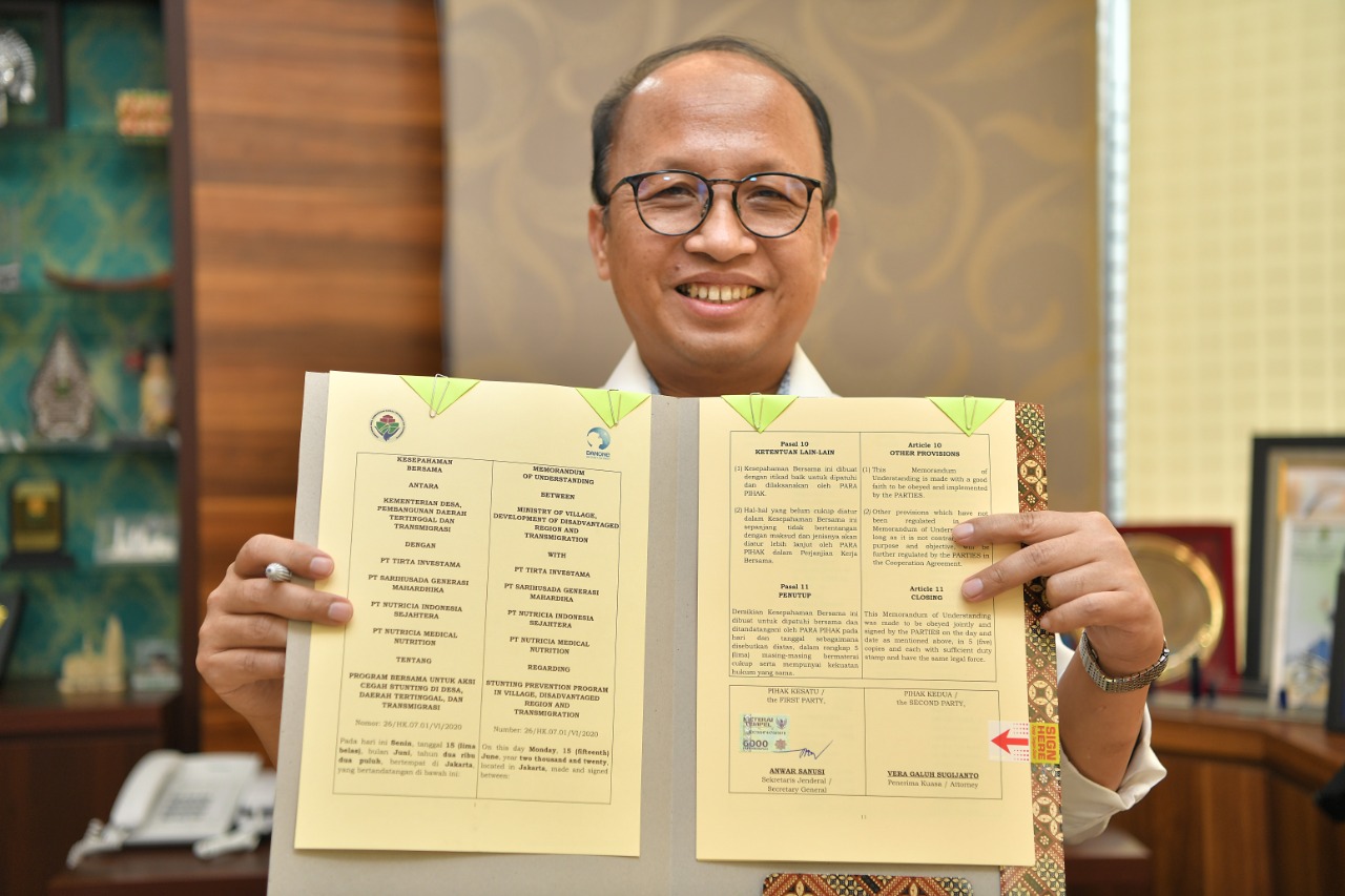 Kerja sama Kemendes PDTT dan Danone dalam Aksi Cegah Stunting