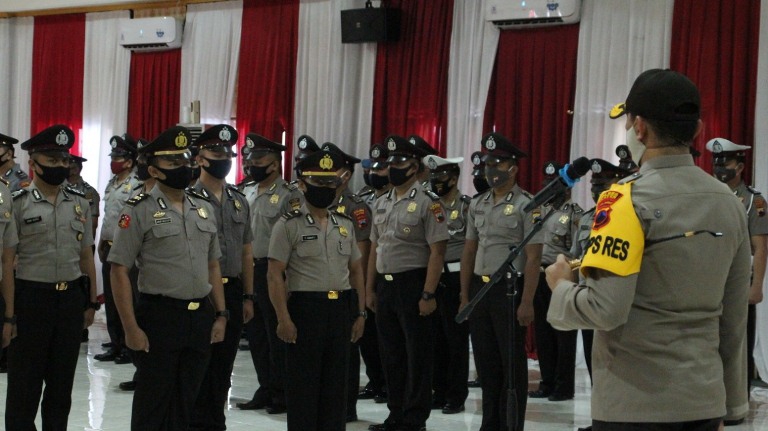  Upacara korps raport kenaikan pangkat di Polres Klaten, Rabu (1/7/2020)