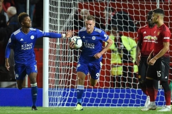 Pemain Leicester City Jamie Vardy 
