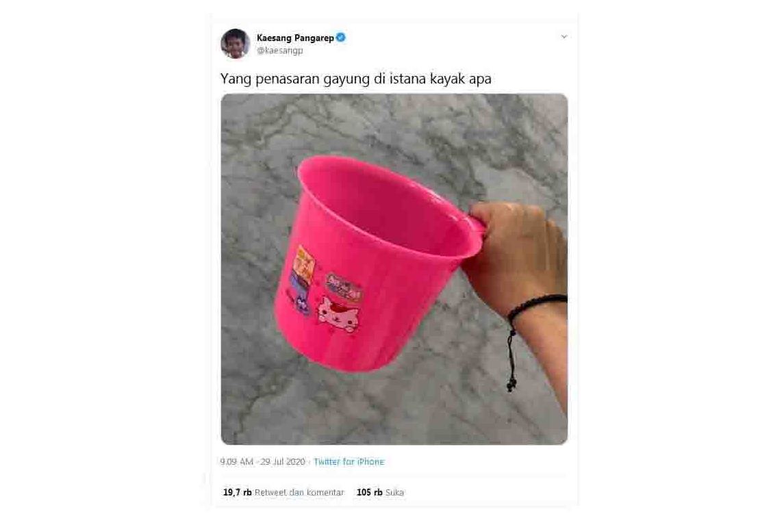 Putra bungsu Presiden Joko Widodo, Kaesang Pangarep menjawab yang penasaran gayung di Istana