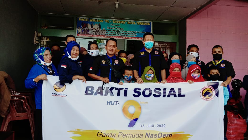 DPW Garda Pemuda NasDem Maluku Utara menggelar bakti sosial di panti asuhan Kota Ternate, Jumat (17/7/2020).
