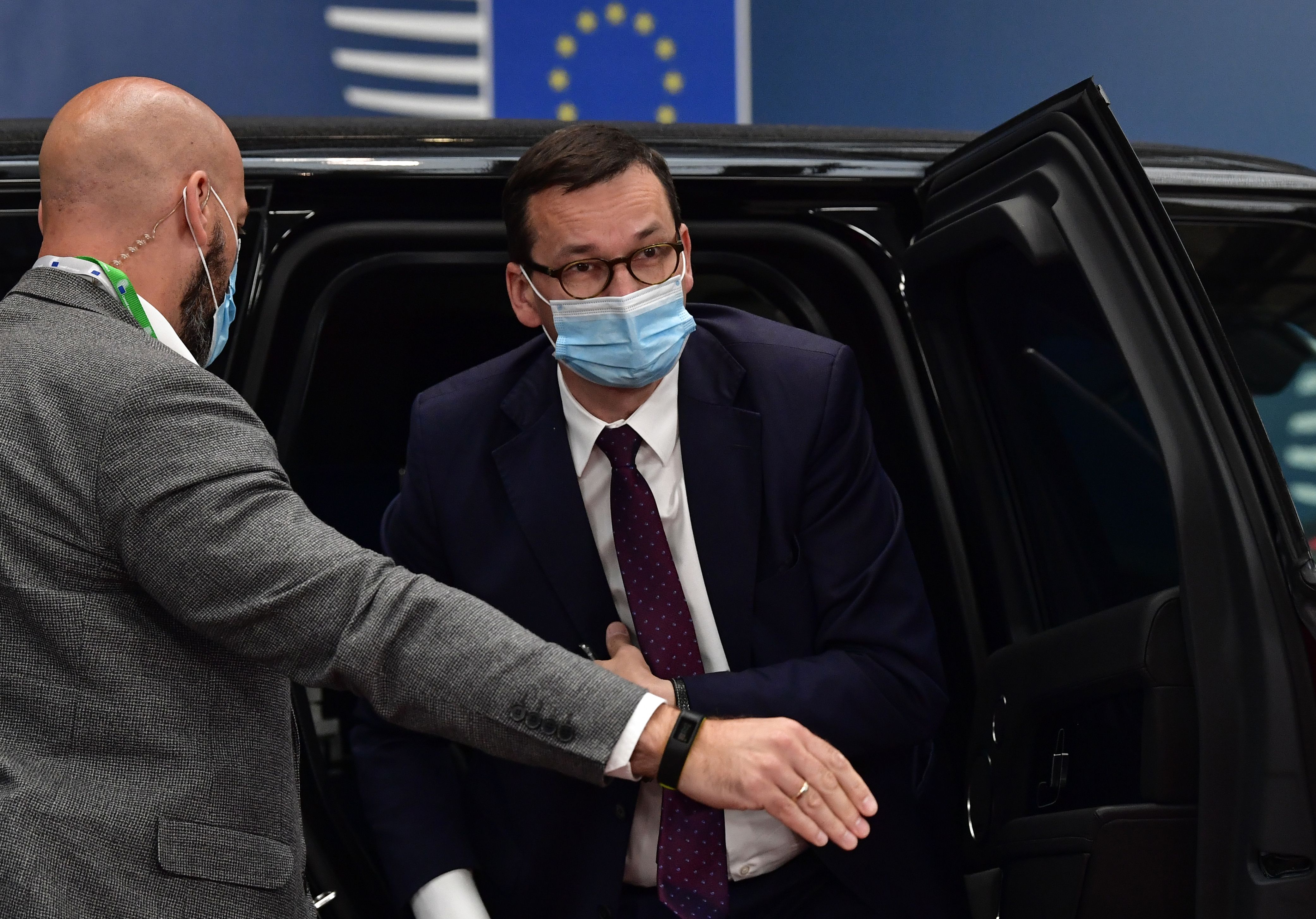 Perdana Menteri Polandia Mateusz Morawiecki  tiba Brussels  untuk menghadiri KTT Uni Eropa, Jumat (17/7/2020).