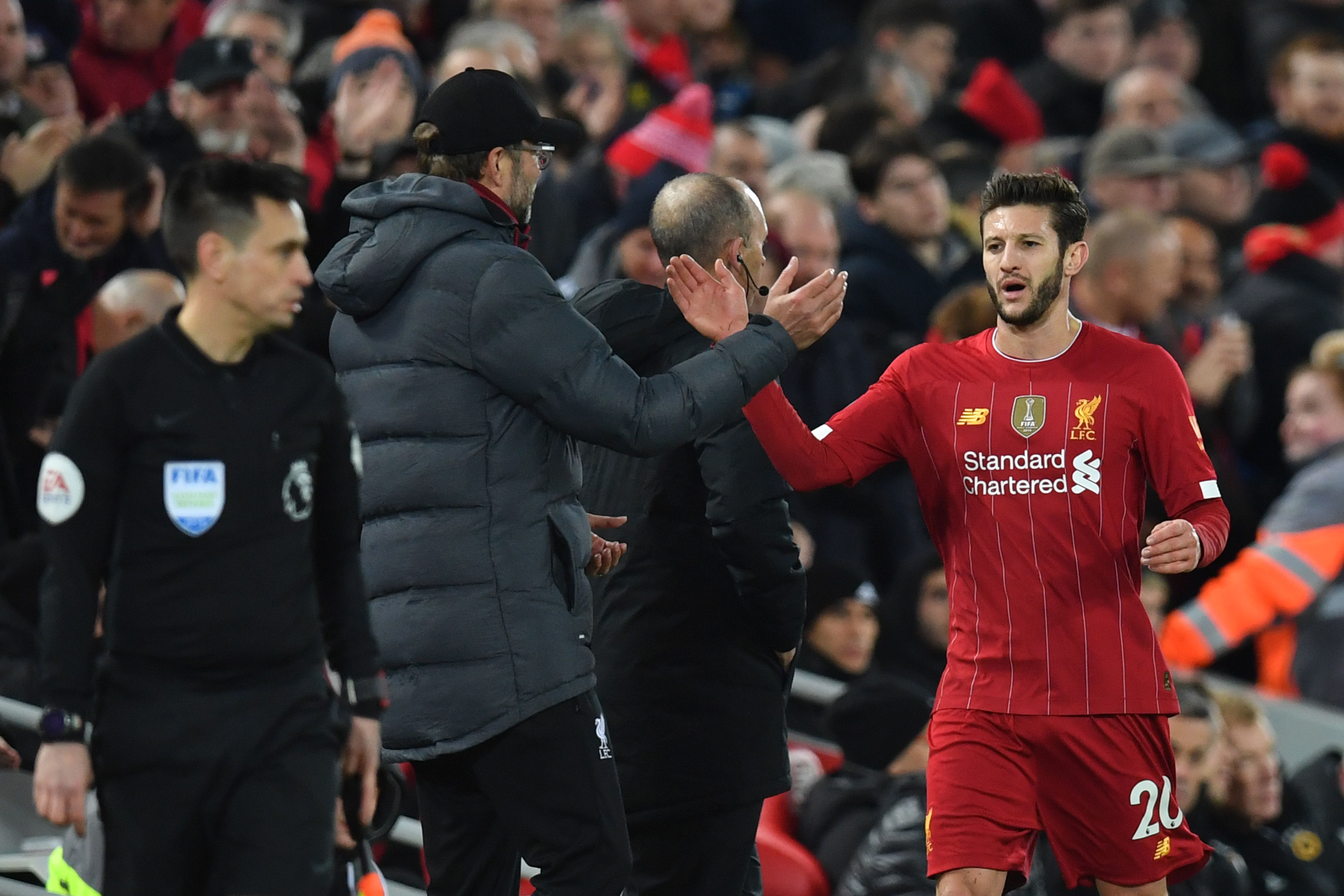 Adam Lallana saat membela timnya melawan Wolverhampton Wanderers 29 Desember 2019