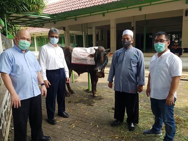 Penyerahan secara simbolis sapi kurban di di Masjid Ar-Rahman BSD City.