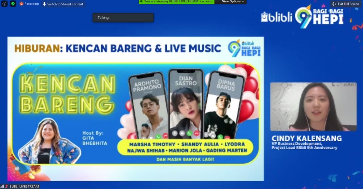 Diskusi virtual program ulang tahun Blibli