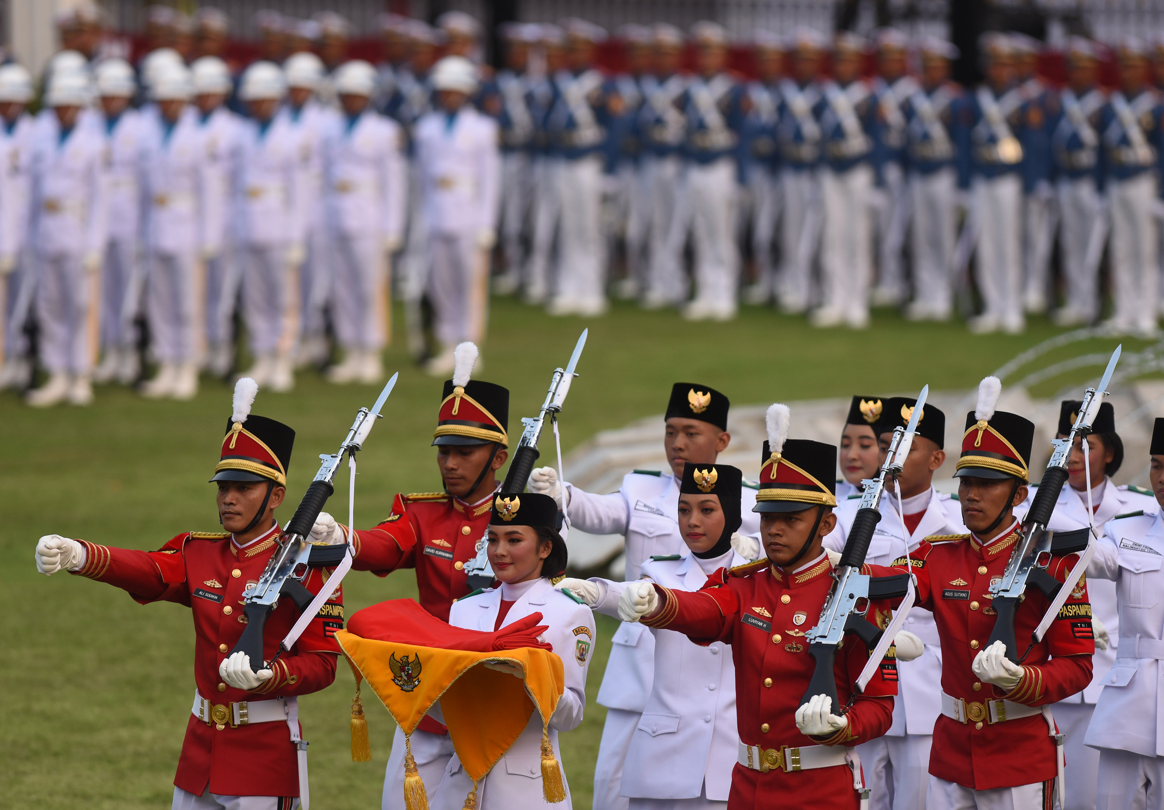 Ilustrasi--upacara peringatan HUT RI ke-74 di Istana Negara.