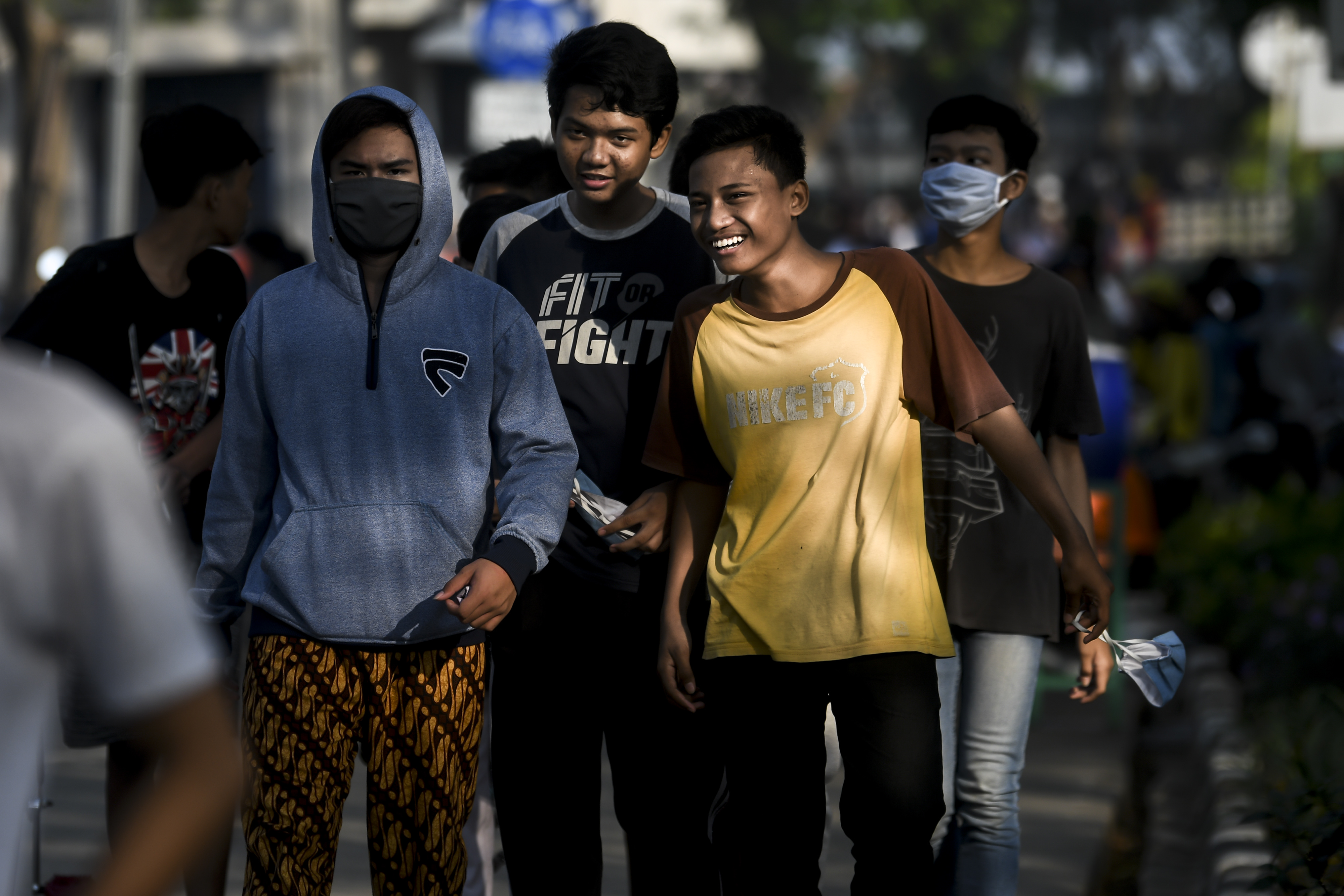 Masih ada warga yang tidak menggunakan masker saat berolahraga pada Hari Bebas Kendaraan Bermotor