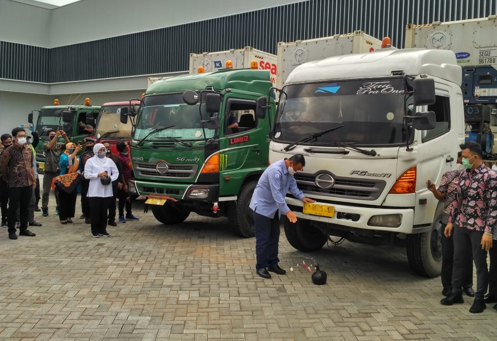 Menteri Kelautan dan Perikanan Edhy Prabowo melepas kontainer berisi ikan mackerel fillet beku yang akan dieksepor ke Jepang.