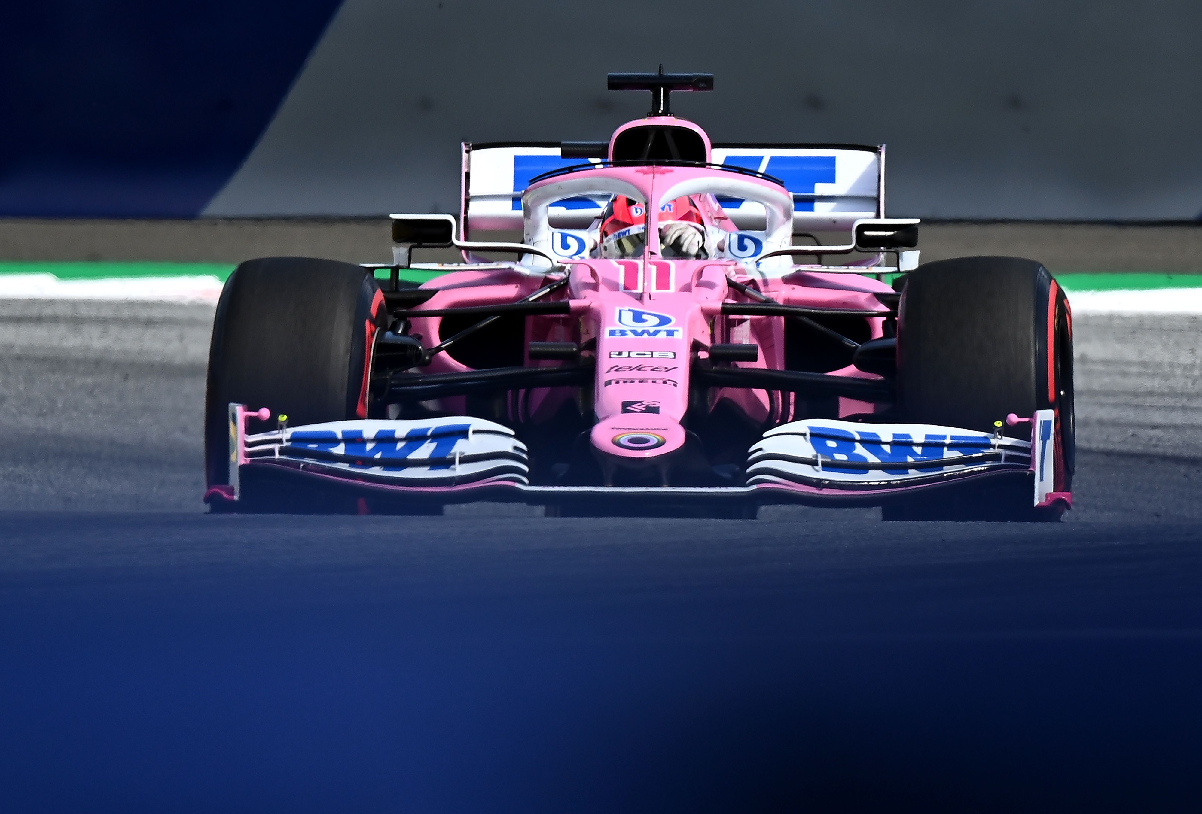 Pembalap Meksiko Sergio Perez saat sesi latihan kedua Grand Prix Styrian Formula Satu pada 10 Juli 2020 di Spielberg, Austria