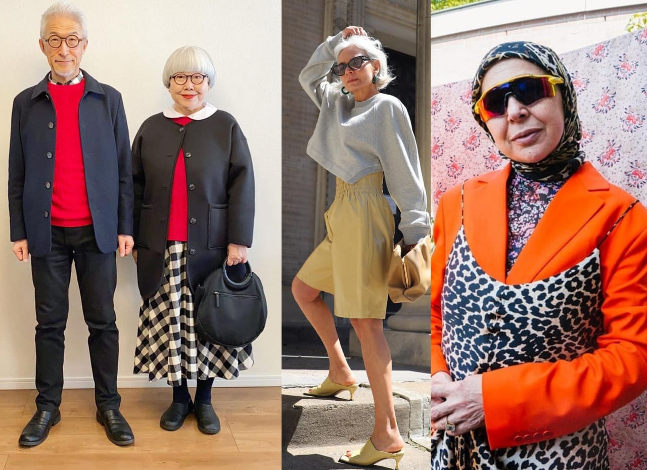 (Dari kiri ke kanan) Pasangan Jepang Tsuyoshi dan Tomi Seki; Grece Ghanem asal Kanada, dan Najate Leklye asal Belanda menjadi ikon fesyen.