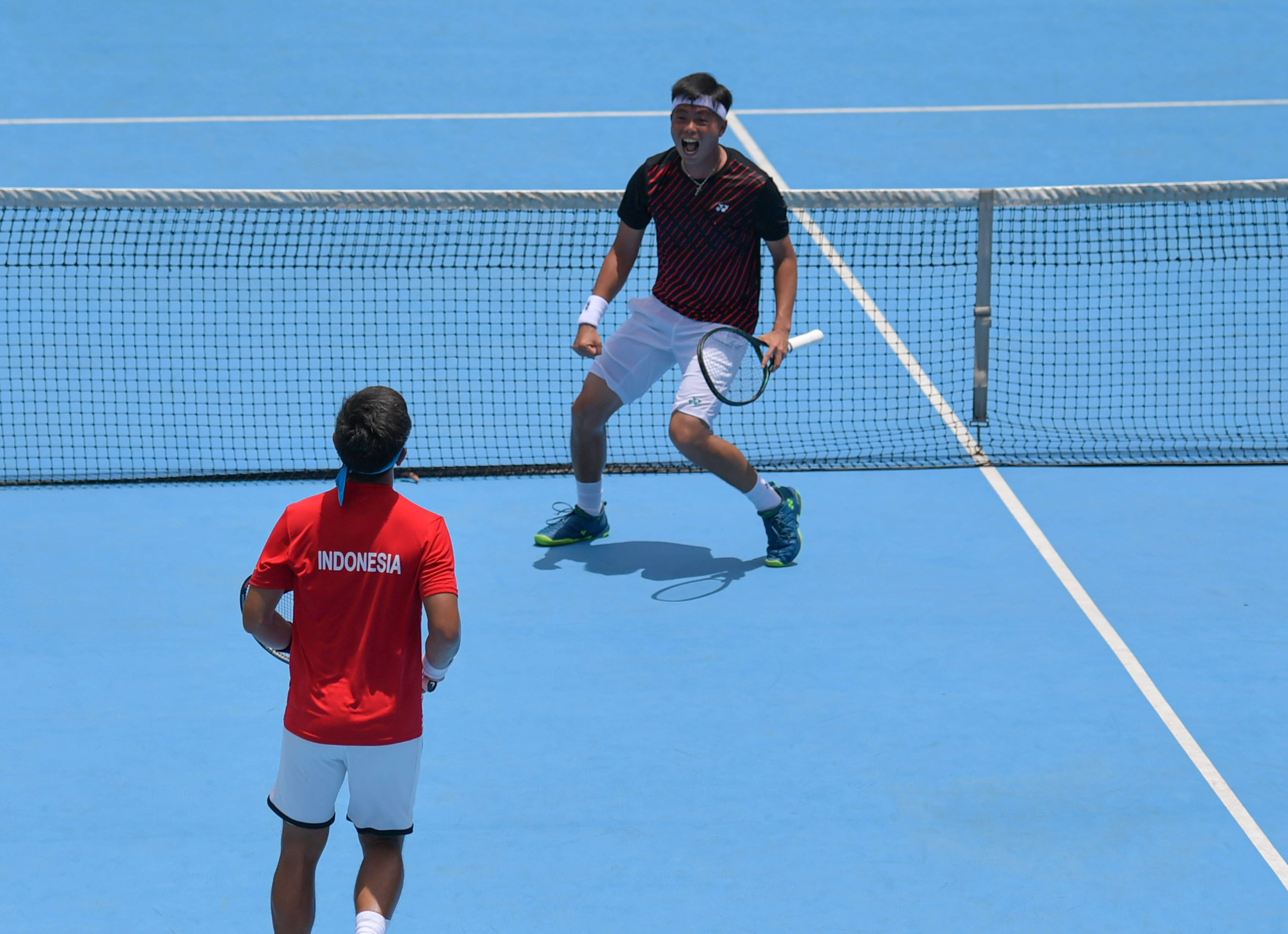 Petenis ganda putra Indonesia David Agung Susanto (kanan) dan Christopher Rungkat (kiri) 