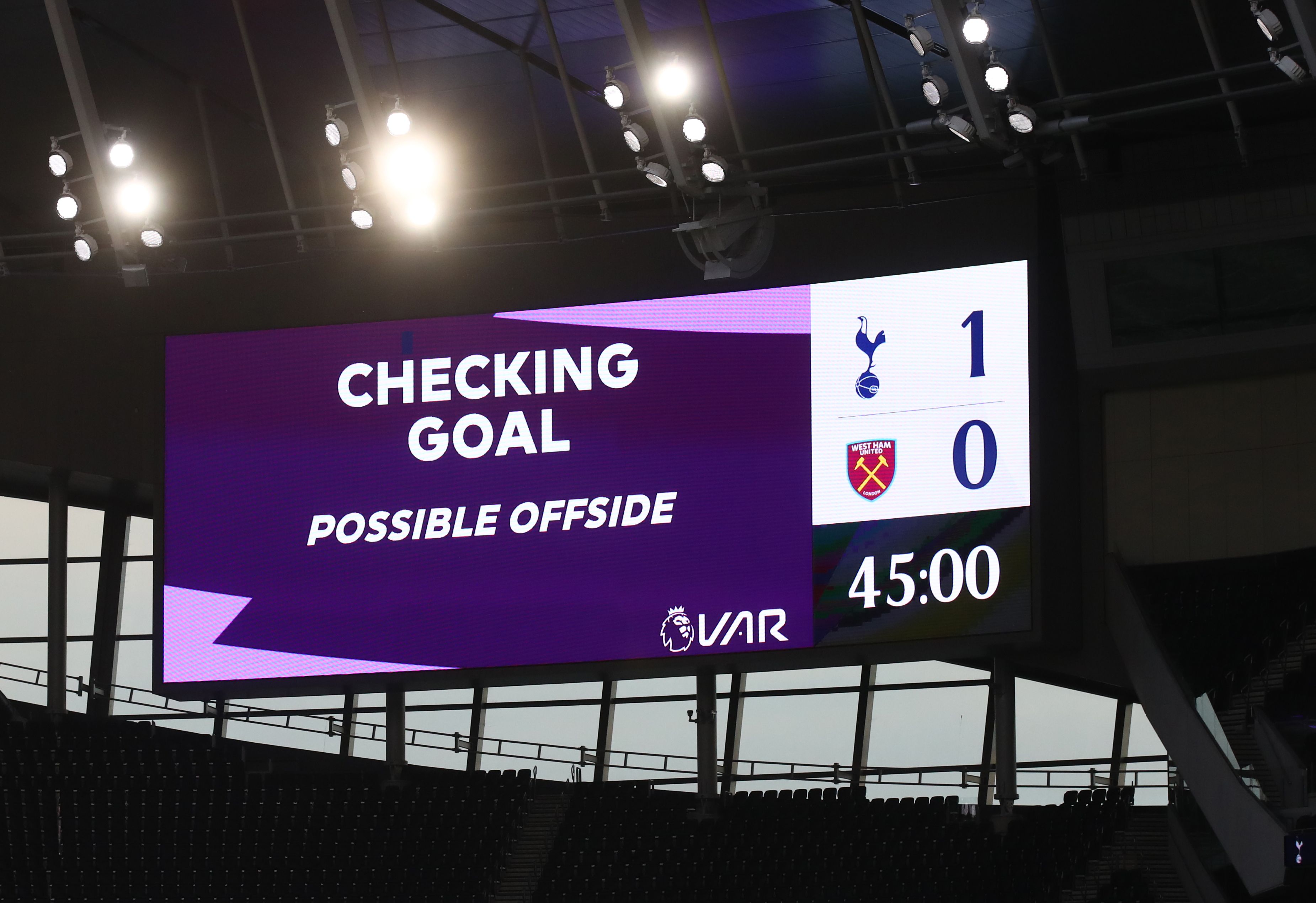Penggunaan VAR dalam pertandingan Liga Inggris antara Tottenham Hostpur melawan Westham United