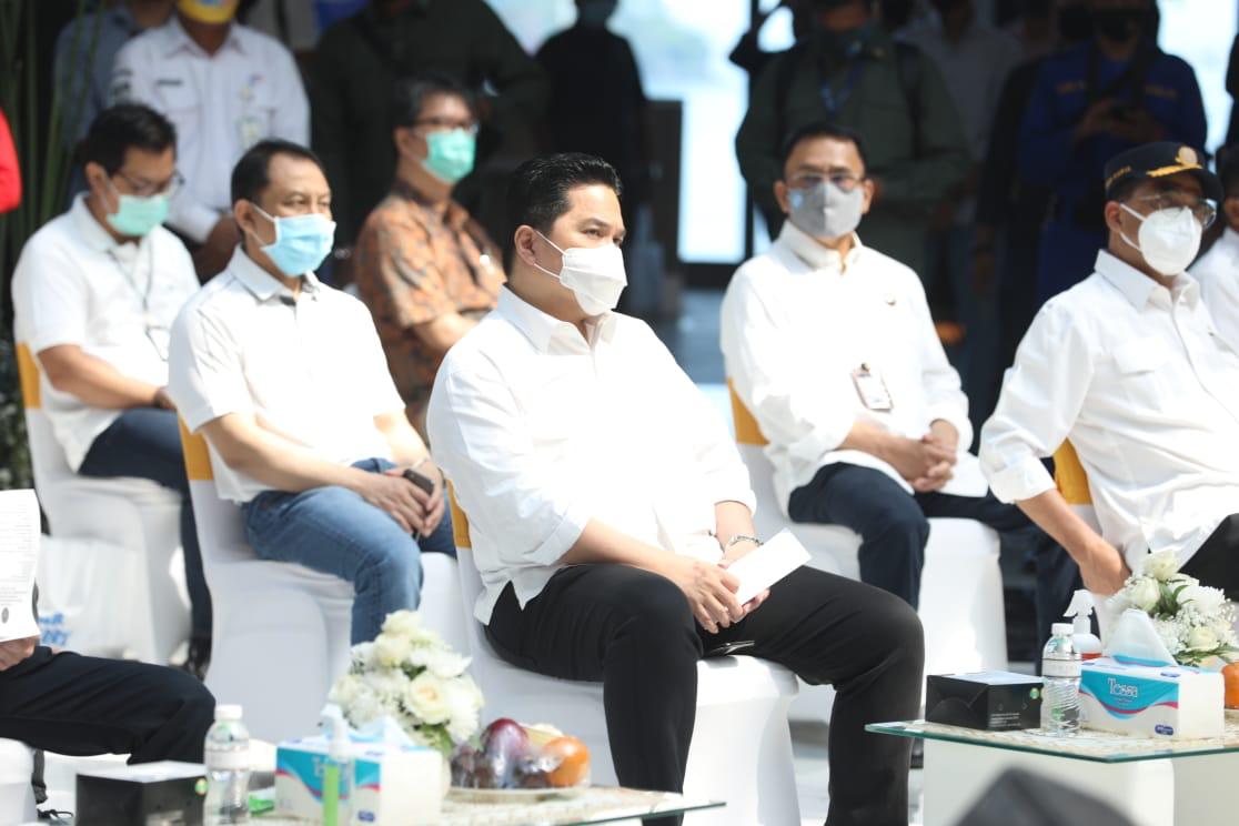 Acara peresmian layanan pembelian tiket feri berbasis online Ferizy di Terminal Eksekutif Merak, Banten, pada Sabtu (25/7) 