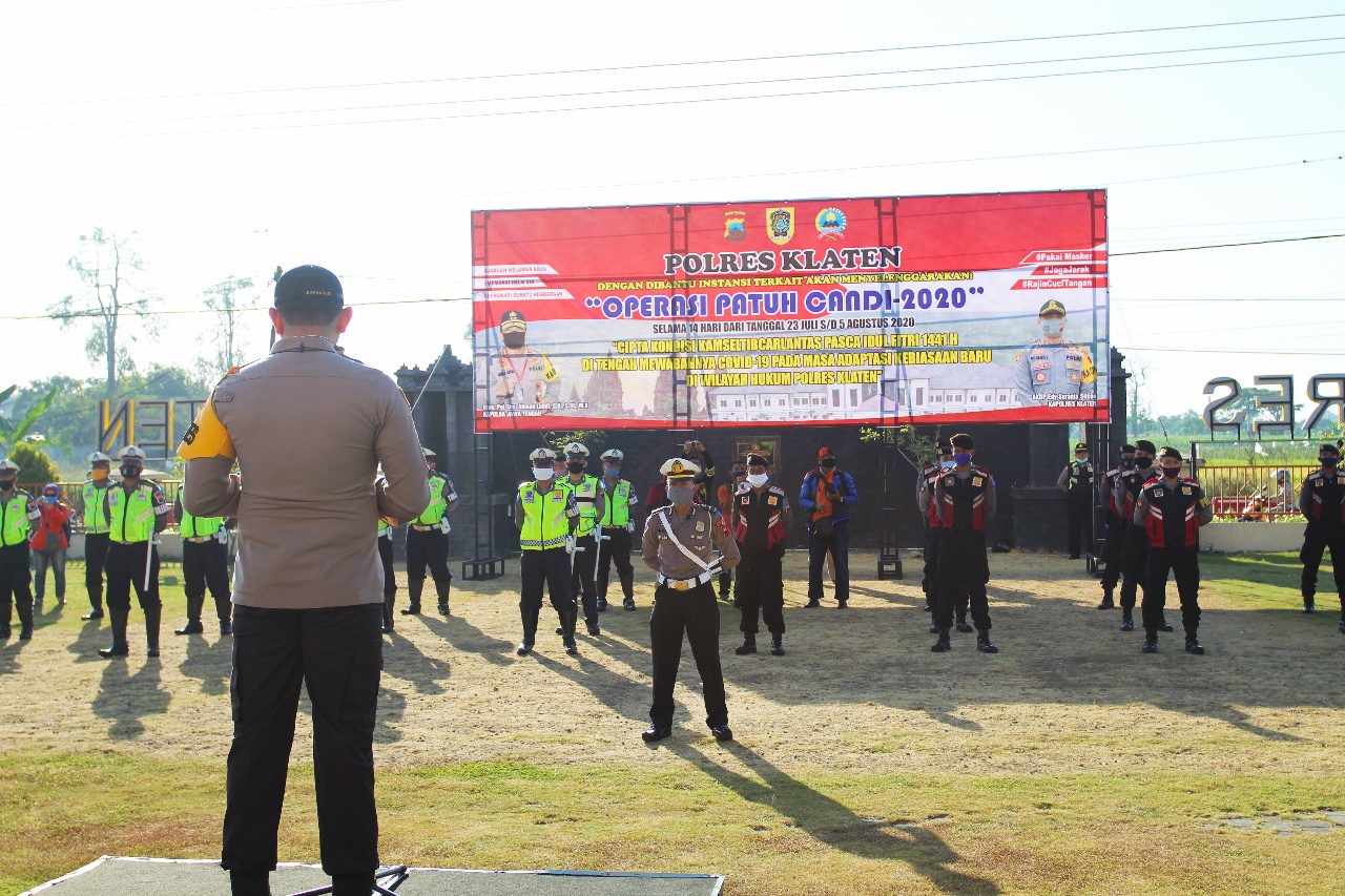 Gelar apel pasukan Operasi Patuh Candi 2020 Polres Klaten, Selasa (23/7/2020)