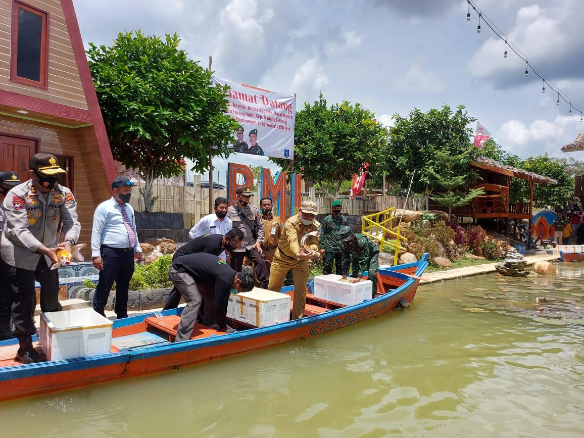 Gubernur Babel Erzaldi Rosman mengunjungi agrowisata Bukit Mantan Indah (BMI) di Parit Tiga Kab. Bangka Barat, Senin (23/8).
