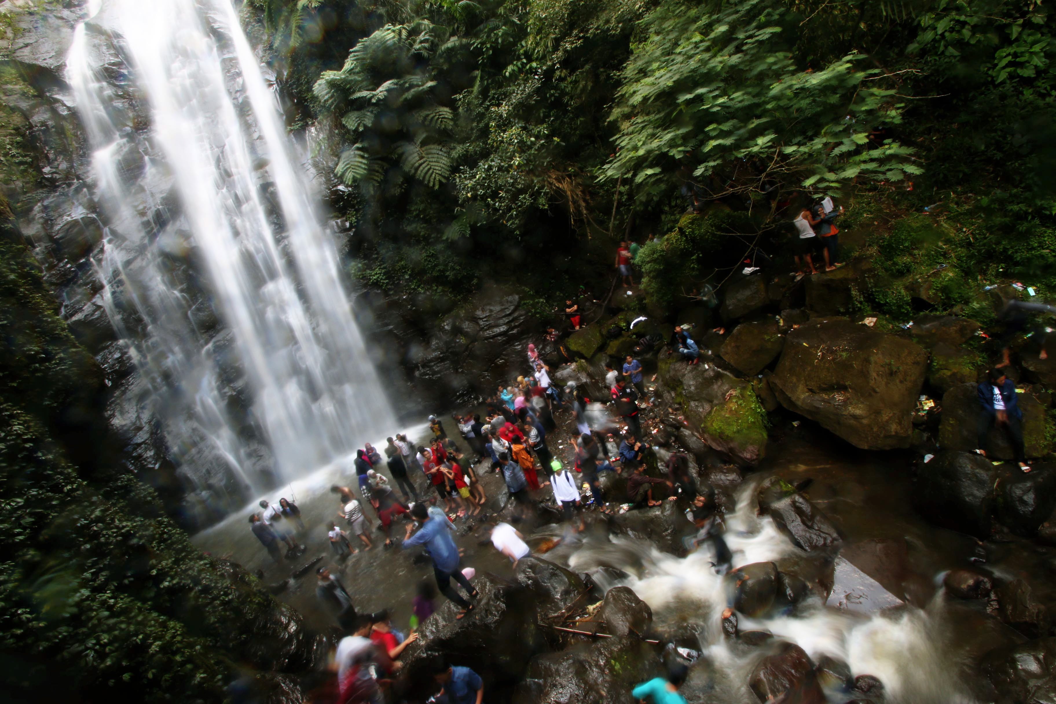 Wisata air terjun, salah satu obyek wisata di Kabupaten Majalengka yang ditutup lagi akibat melonjaknya kasus Covid-19. 
