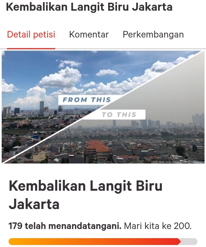 Petisi soal polusi udara disaat pandemi