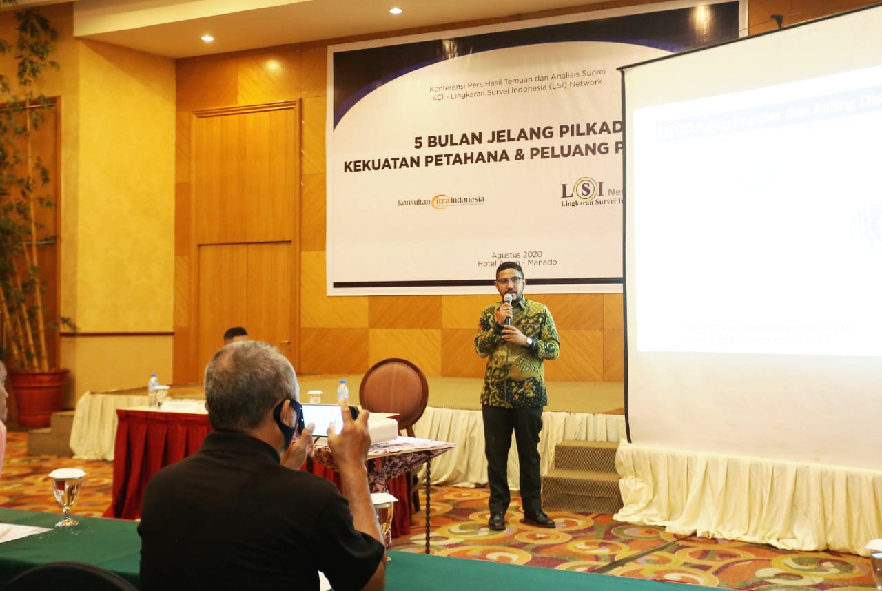 Paparan survei LSI Denny JA terkait Pilkada Sulut 2020.