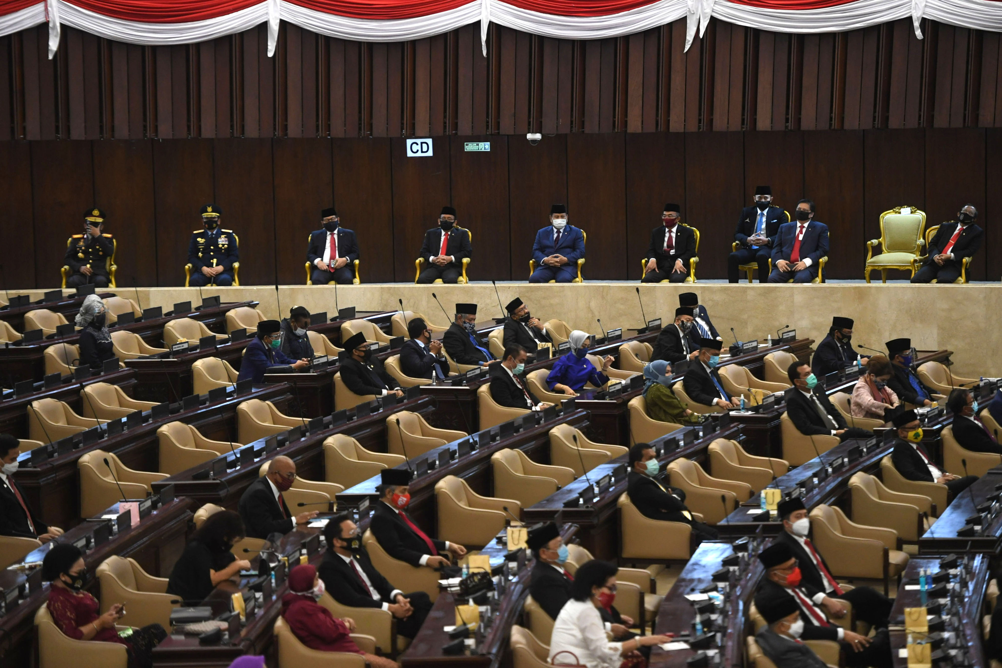 Suasana sidang tahunan MPR dan Sidang Bersama DPR-DPD di Komplek Parlemen, Senayan, Jakarta, Jumat (14/8).
