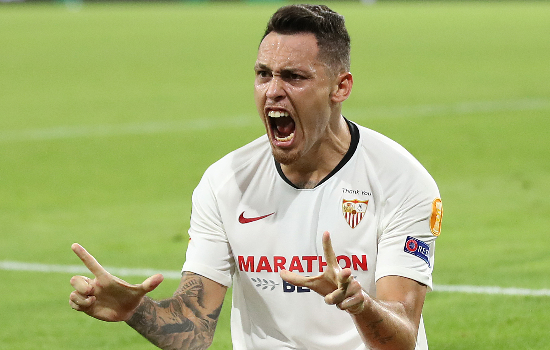 Lucas Ocampos mempersembahkan gol tunggal untuk Sevilla  melawan Wolverhampton dalam pertandingan perempat final Liga Eropa.