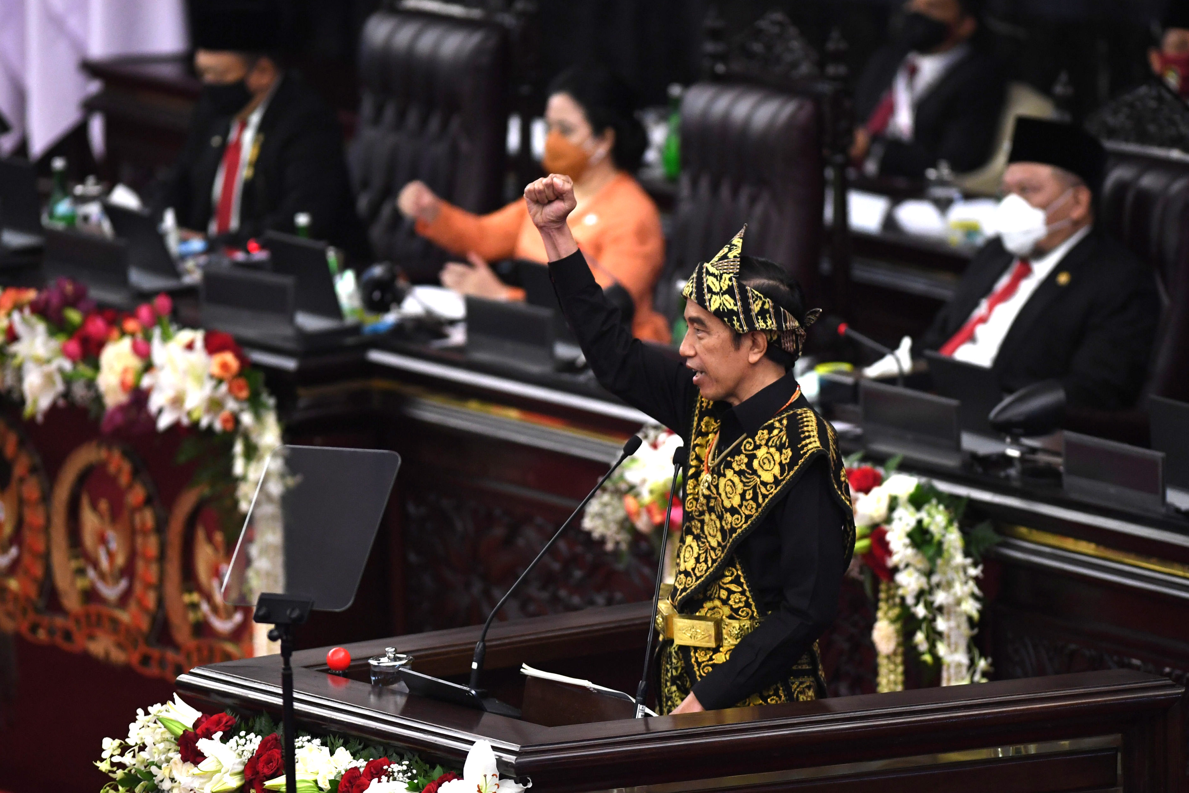 Presiden Joko Widodo memberikan pidato