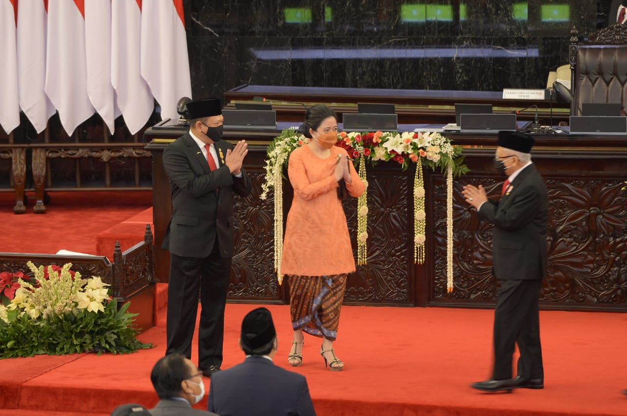 Sidang Bersama DPR RI-DPD RI di Gedung Nusantara, Kompleks Parlemen, Senayan, Jakarta, Jumat (14/8).