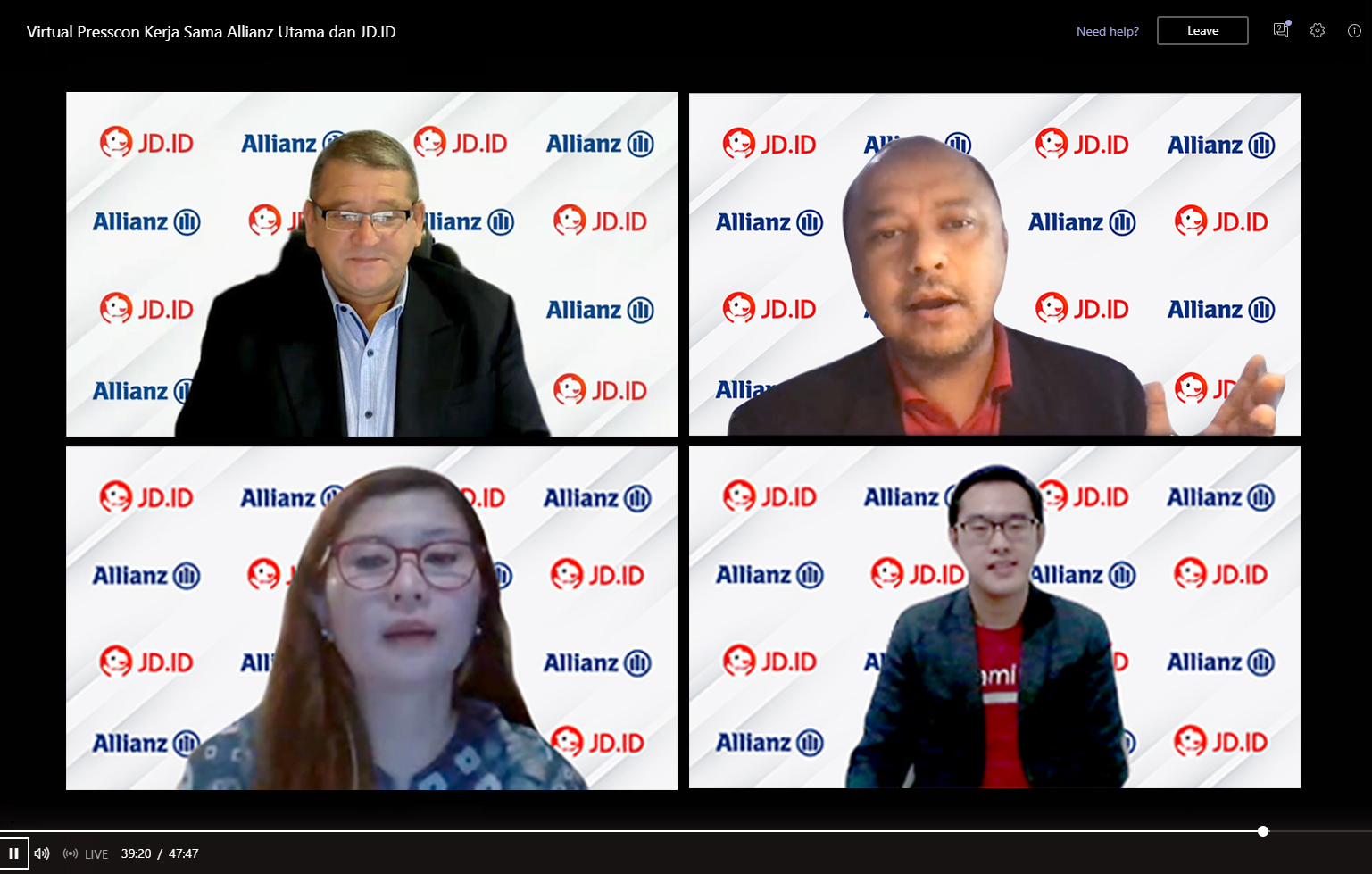 Virtual conference peresmian kerjasama Allianz Indonesia dan JD.ID