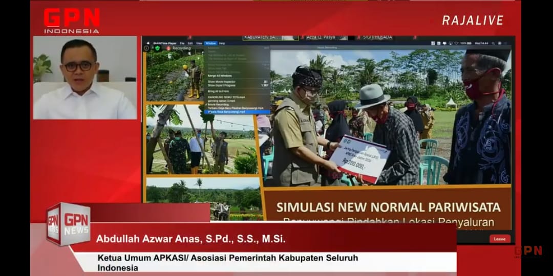 Ketua APKASI, Abdullah Azwar Anas saat menjadi pembicara dalam webinar soal Pilkada serentak.