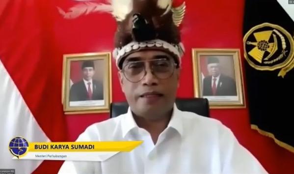 Menteri Perhubungan Budi Karya Sumadi pada webinar Transportasi untuk Merajut Keberagaman, di Jakarta. 