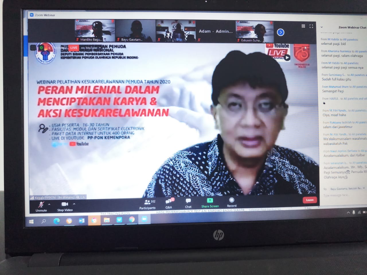 Webinar pelatihan kesukarelawanan pemuda