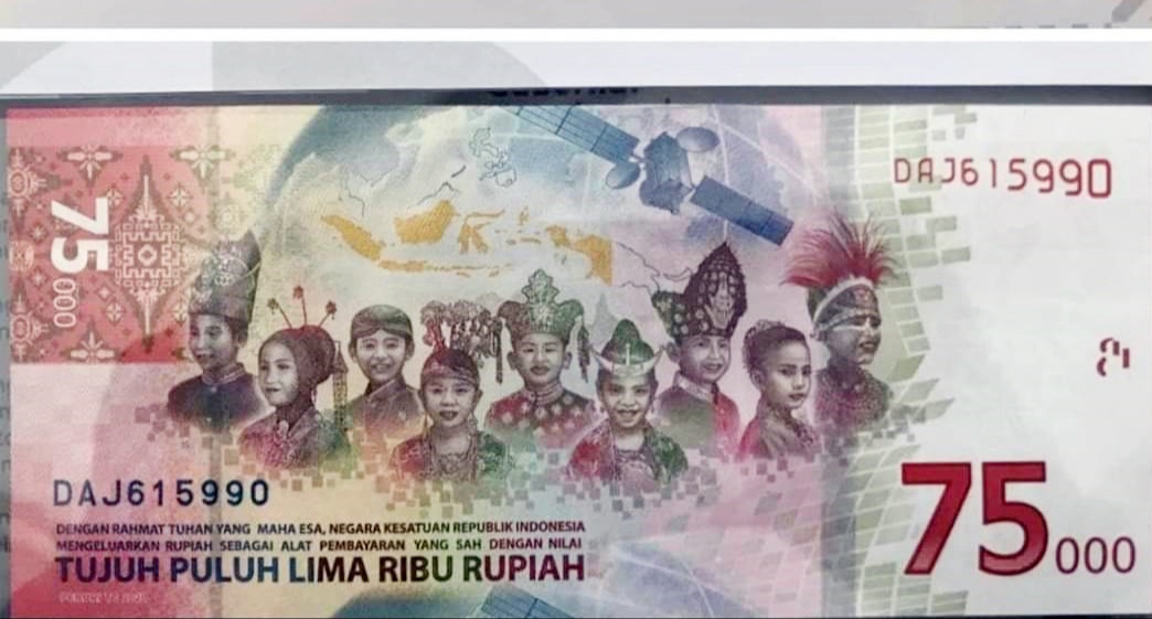 Satelit Merah-Putih di uang kertas RP 75 ribu
