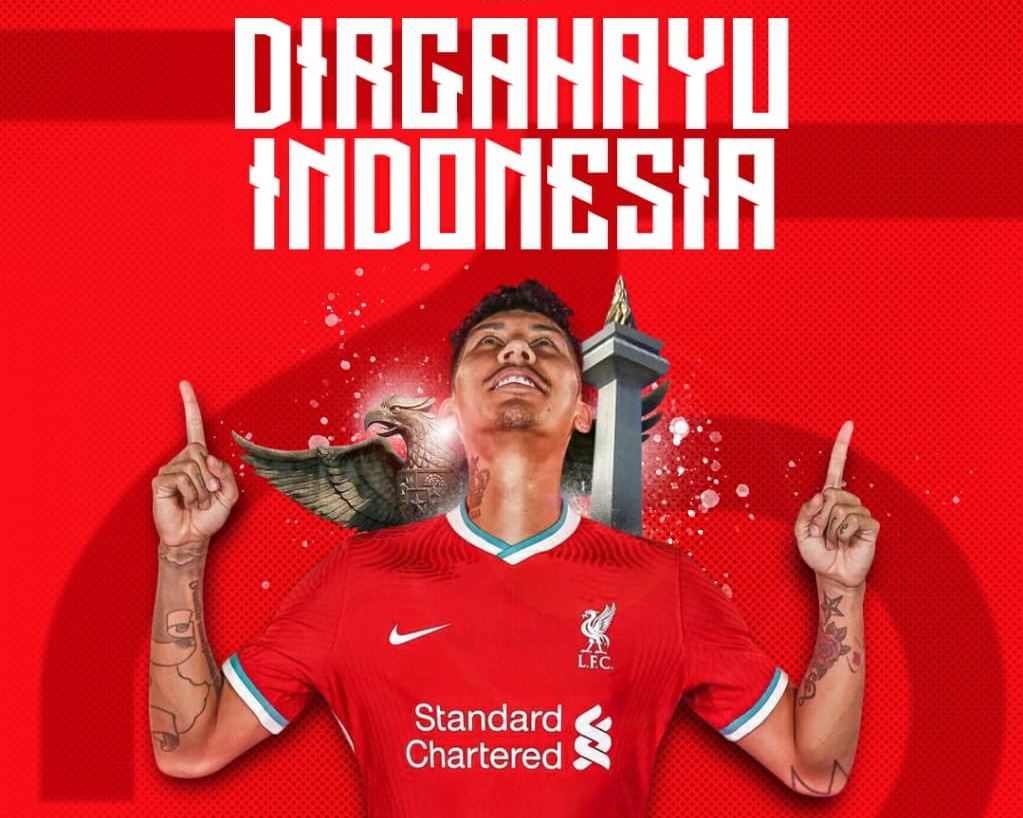 Ucapan selamat dari Liverpool menampilkan penyerang asal Brasil Roberto Firmino