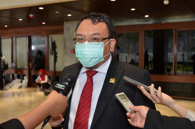 Anggota Komisi IX DPR RI Saleh Partaonan Daulay seusai mendengarkan Presiden RI Joko Widodo di Rapat Paripurna DPR RI, Jumat, (14/8/2020).